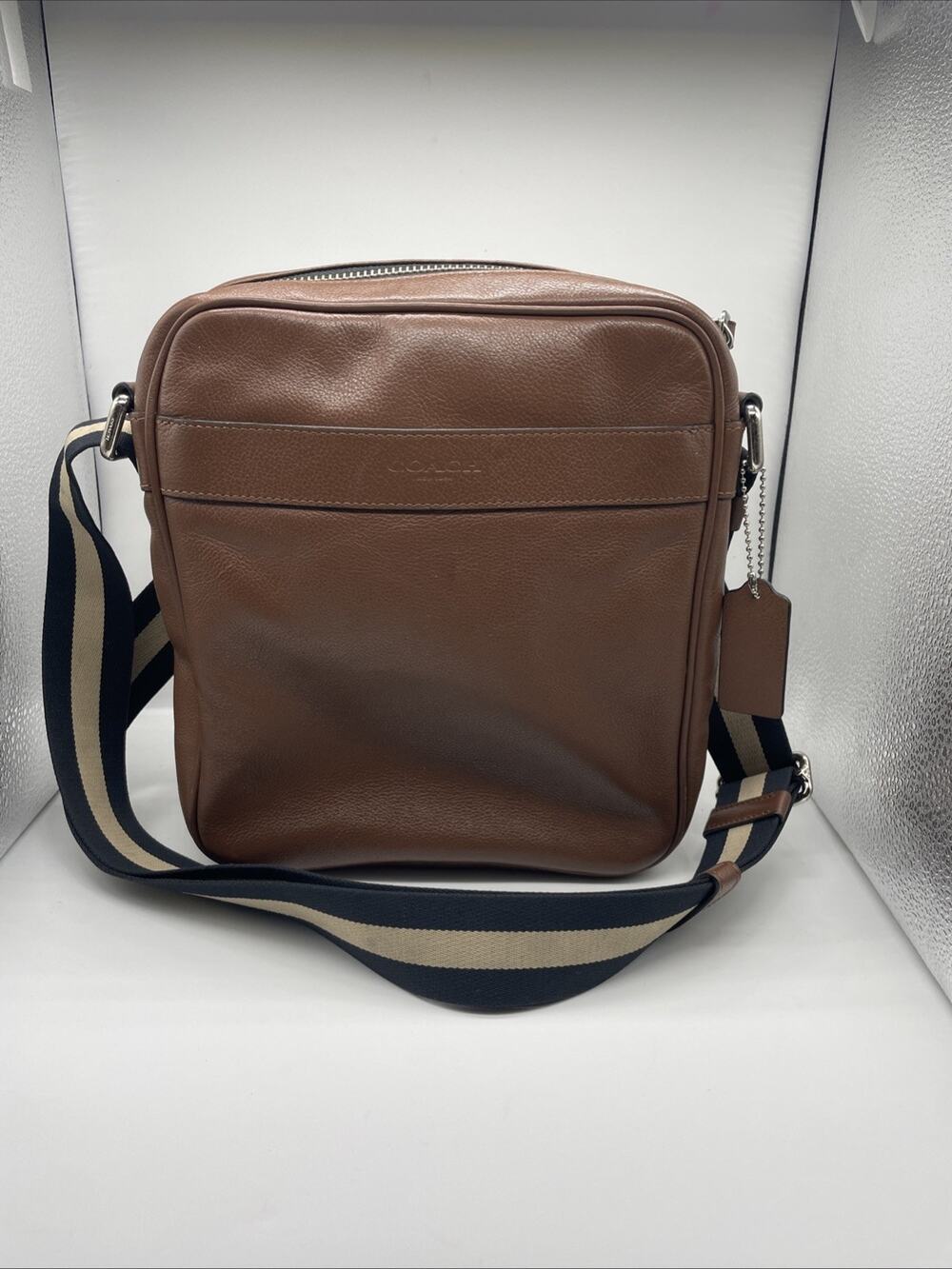 Coach F54782 Charles Leather Flight Bag Dark Saddle Brown Men Crossbody Purse